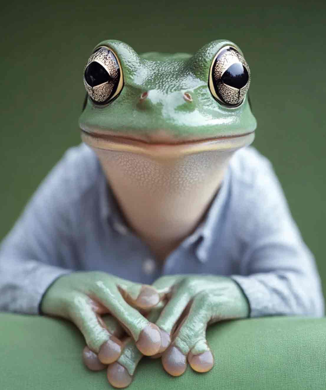 Jon Zeidner portrait as an AI generated frog